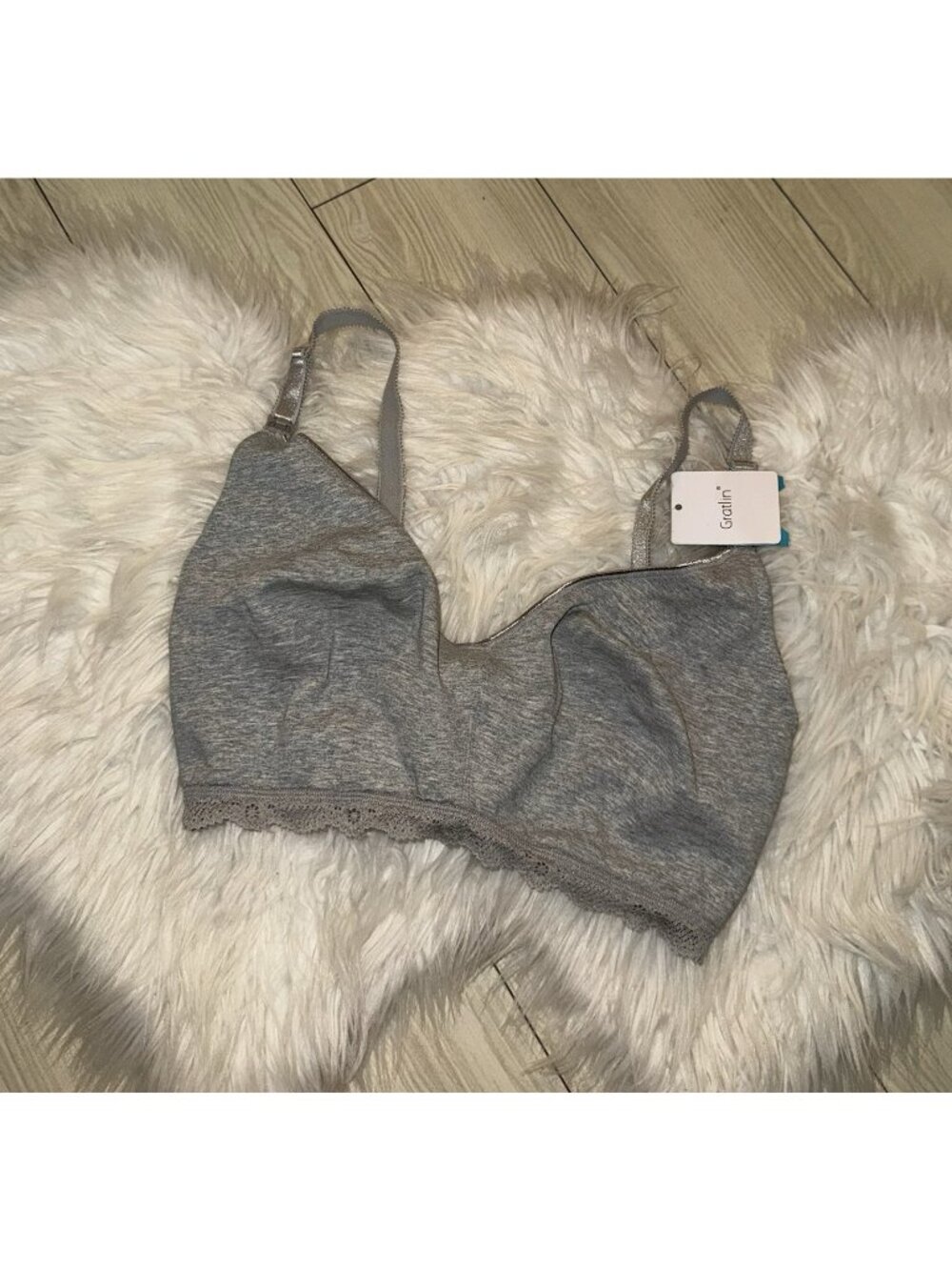 Gratlin A206 Full Coverage Nursing Bra Unpadded WF Womens 40DD Gray New Nwt